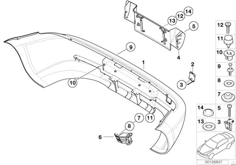 Trim panel, rear ->