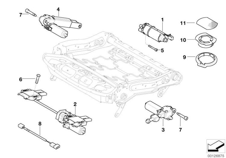 Seat, front, electrical system & drives ->