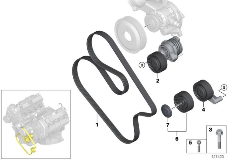 Riementrieb für Wasserpumpe/Generator ->47742113261