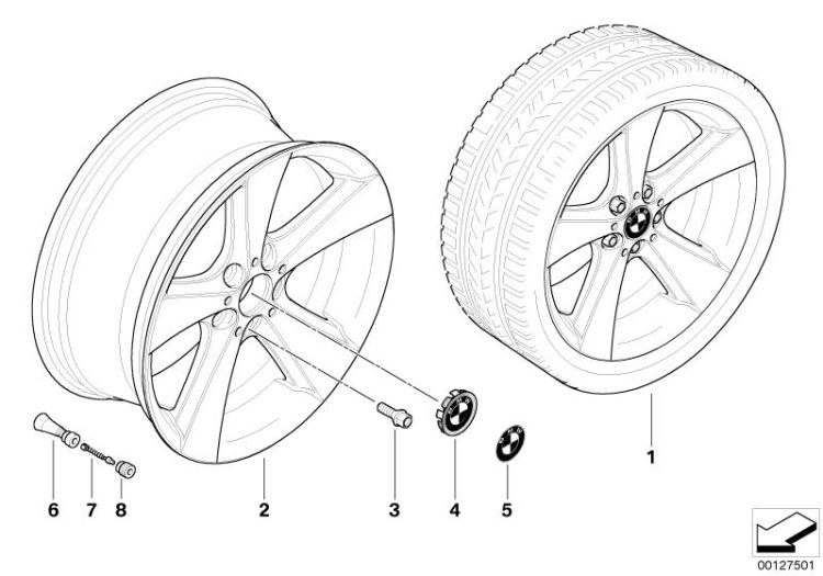 BMW light alloy wheel, spider spoke 128 ->47750361300