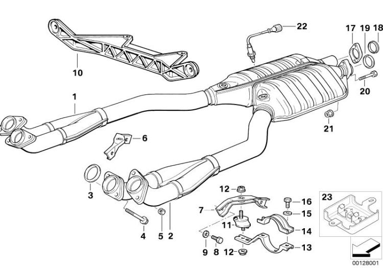 Catalytic converter/front silencer ->47328180220