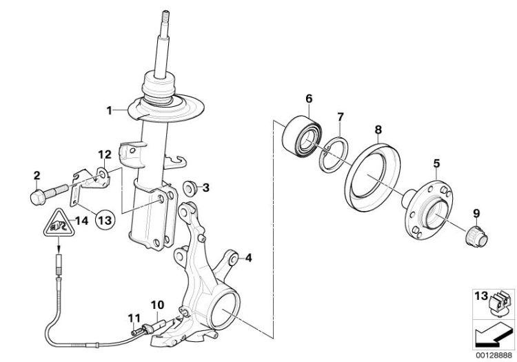 34521165770 RIGHT BRACKET F PULSE GENERATOR ABS Front Axle Front axle suspension BMW X5 E70 E53 >128888<, Sostegno p generatore d`impulso ABS d.