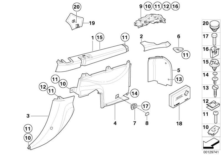 Lateral trunk floor trim panel ->47551512410