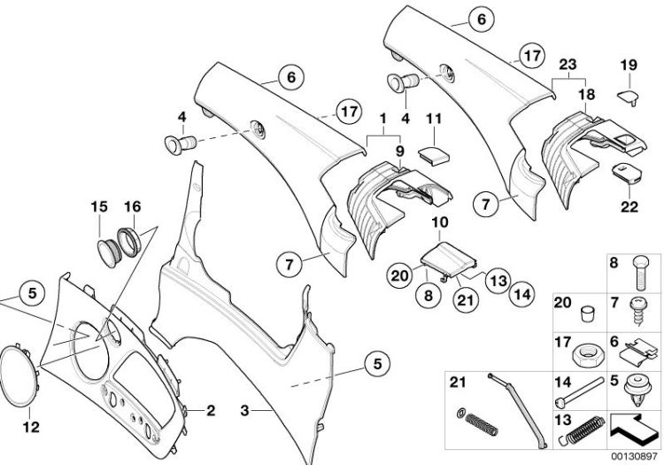 Lateral trim panel rear ->47600514087