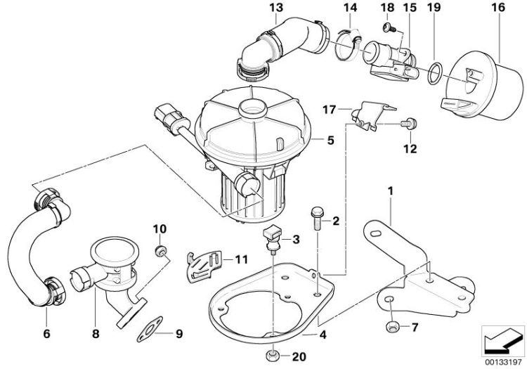 Emission control-air pump ->