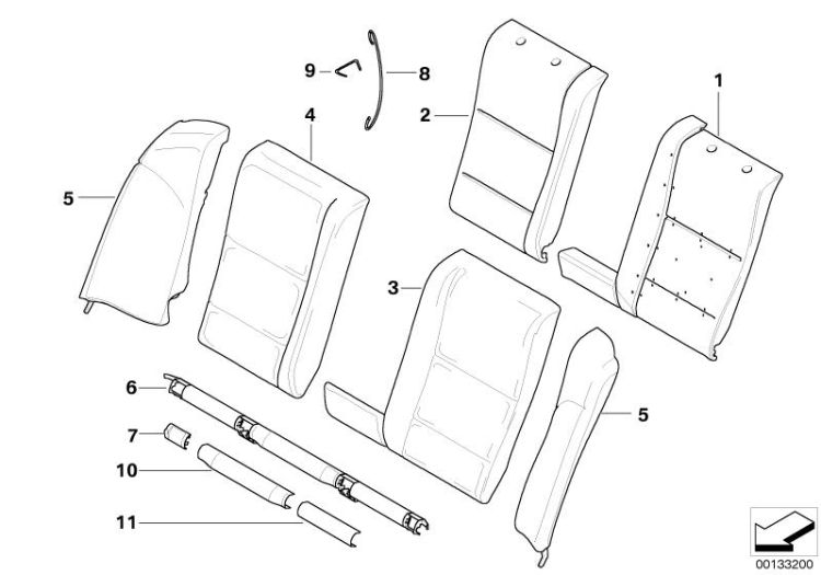 Seat, rear, cushion, & cover, basic seat ->47750523018