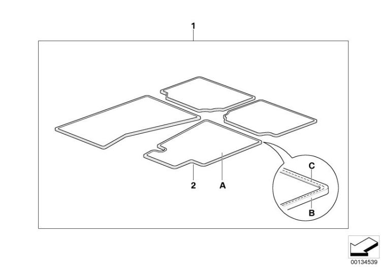 Individual floor mats, Fabric border ->47771910563