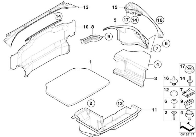 Trim panel, boot and boot pan ->1440540