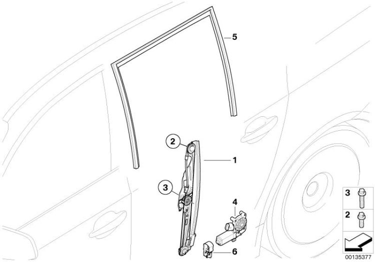 Door window lifting mechanism rear ->47750514905