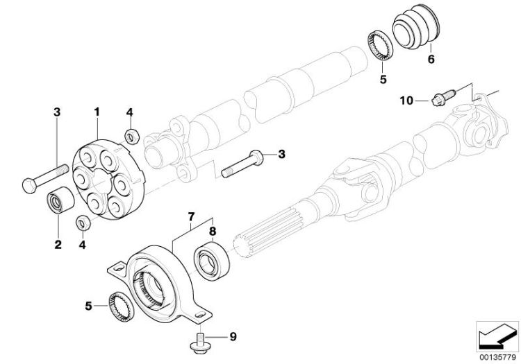 Drive shaft,univ.joint/centre mounting ->48481260217