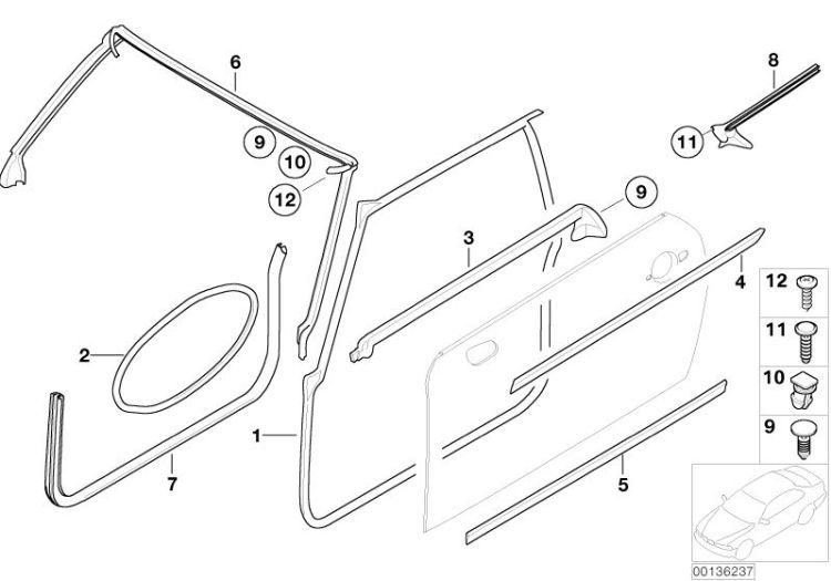 Trims and seals, door, front ->48015517755