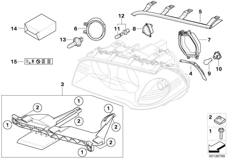 Single components for headlight ->47789630820