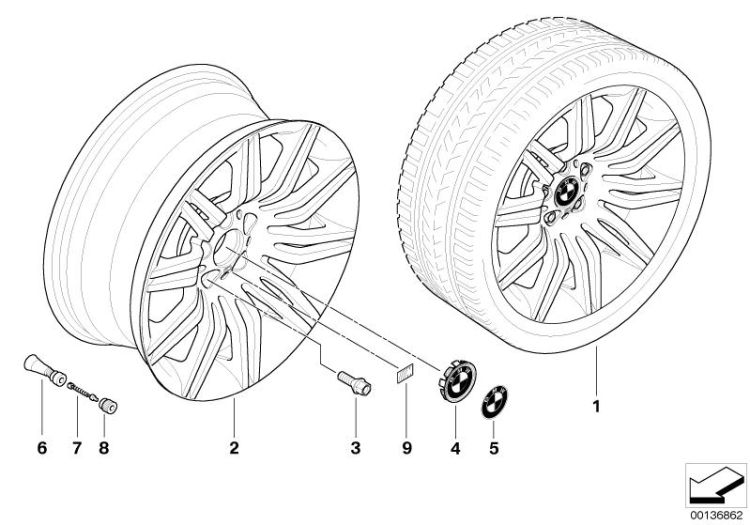 BMW alloy wheel, M double spoke 172 ->47750360814