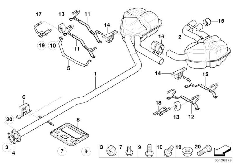 Exhaust system, rear ->48015180477