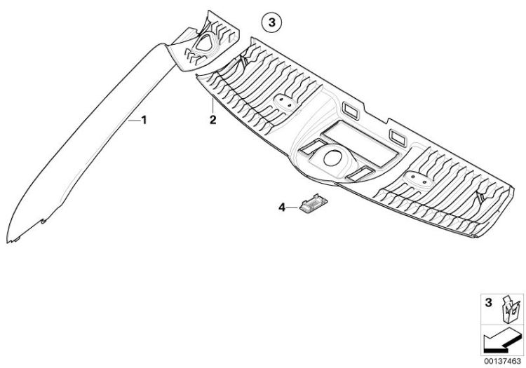 51436971858 Cover column A right Vehicle trim Interior equipment top Mini Cabrio Cabrio  51437117262 Cabrio  >137463<, Mascherina montante A destra