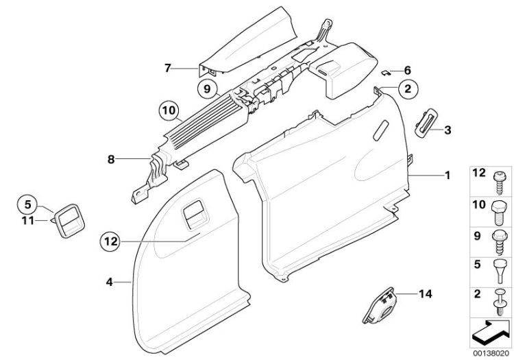 Lateral trunk floor trim panel ->47760515380