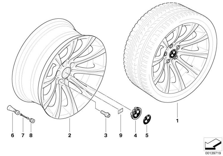 BMW alloy wheel, M radial spoke 166 ->48469360966