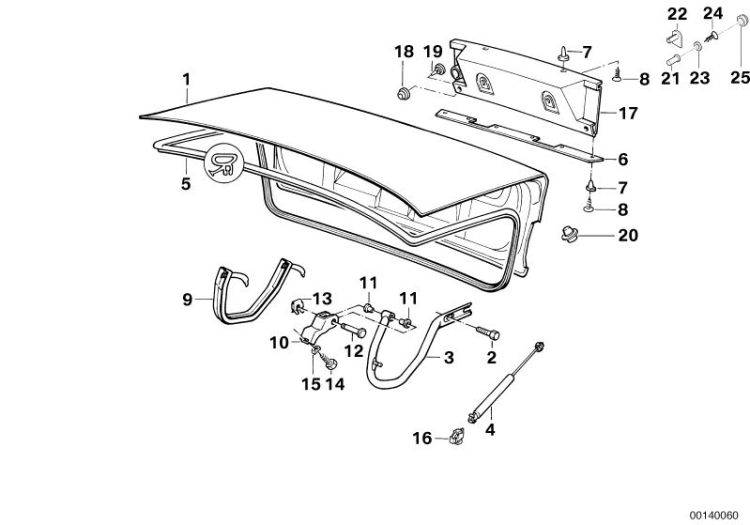 Single components for trunk lid ->47369410921