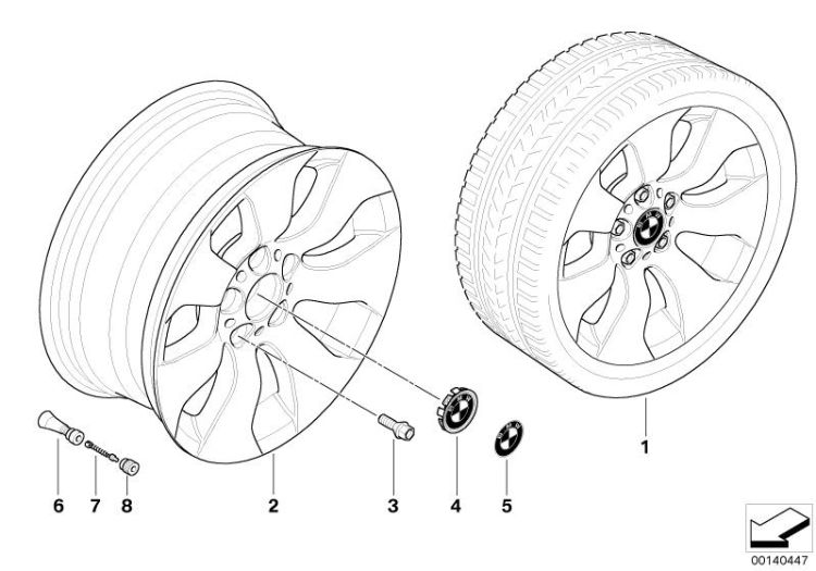 BMW light alloy wheel, spider spoke 158 ->48480360840