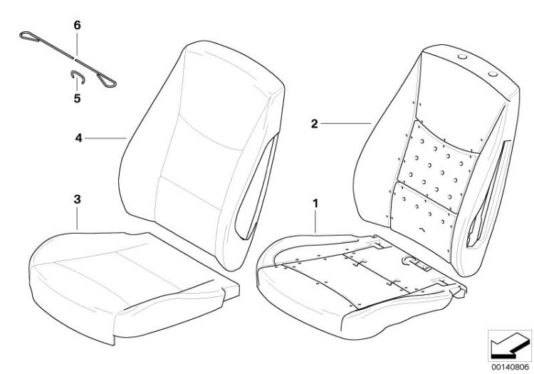 Seat, front, cushion, & cover,basic seat ->