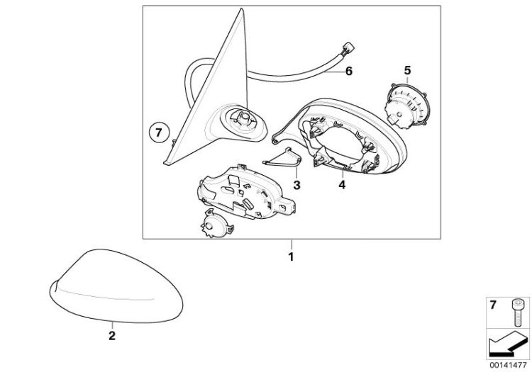51167282027 Outside mirror heated with memory left Vehicle trim Outside mirror BMW 1er F20 51167208195 E81 E88 E82 >141477<, Specchio esterno riscald.c memoria sin.