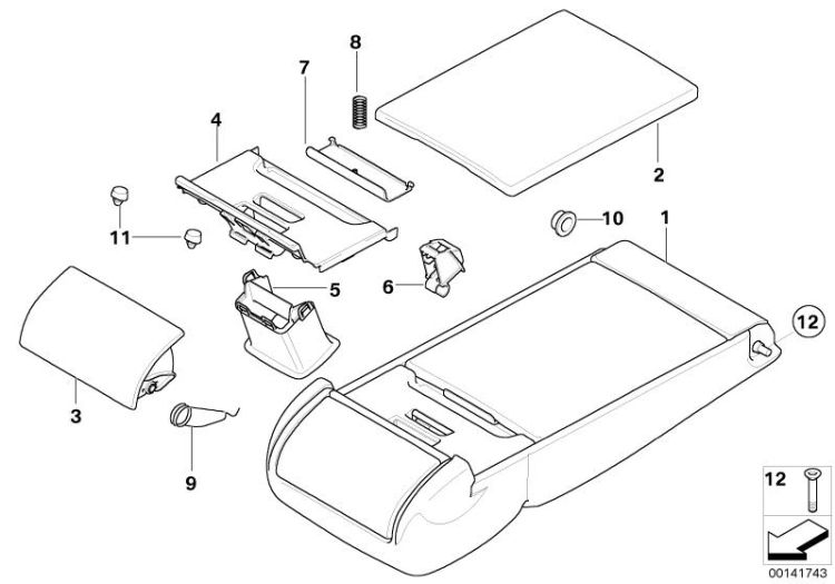 Armrest, rear, imitation leather, Number 01 in the illustration