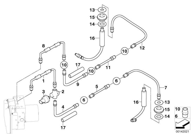 Original BMW Pipeline with pressure hose  (34326772566)