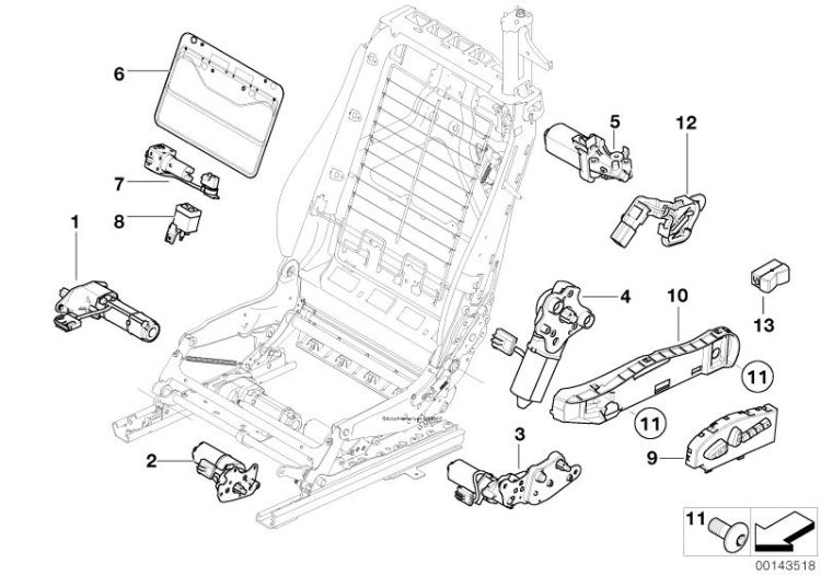 Drive, seat height adjustment left, Number 03 in the illustration