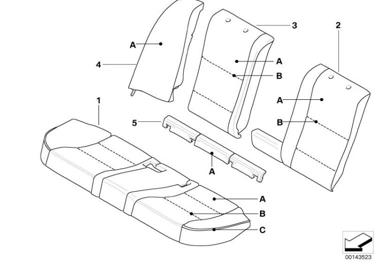 Indiv.cover basic seat, rear ->47760910627