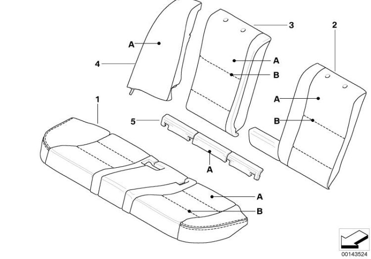 Individual cover, sports seat, rear ->47760910628