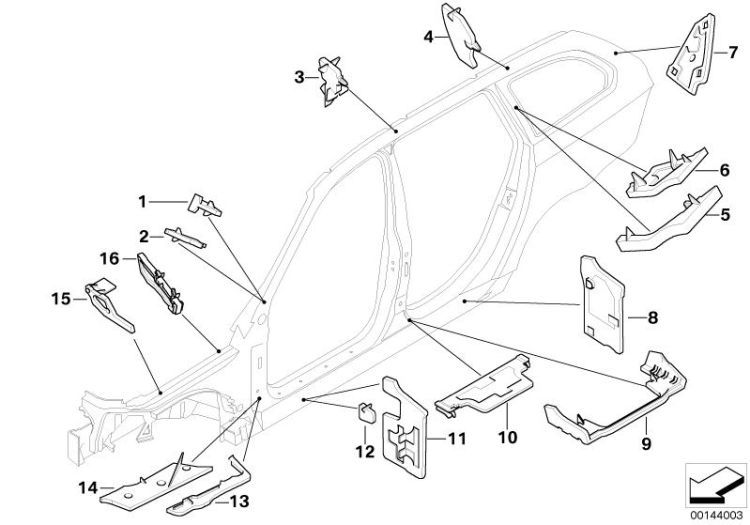 Cavity shielding, side frame ->47750411553