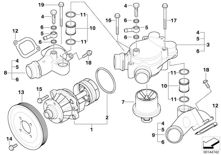 Kühlsystem-Wasserpumpe/Thermostat ->48421113705