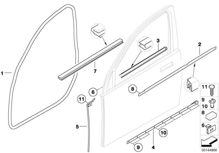 Door weatherstrip, front ->47771411431