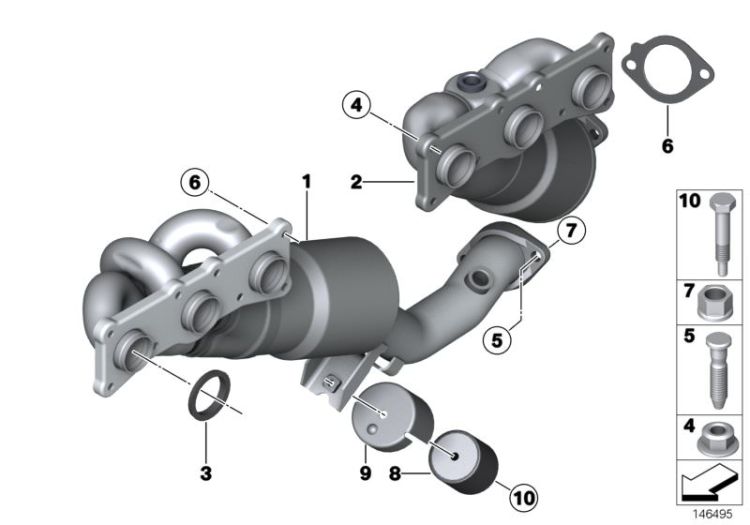 Exhaust manifold with catalyst ->48824180587