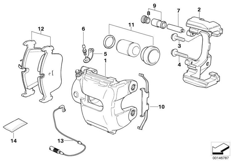 Front wheel brake, brake pad sensor ->47755020024