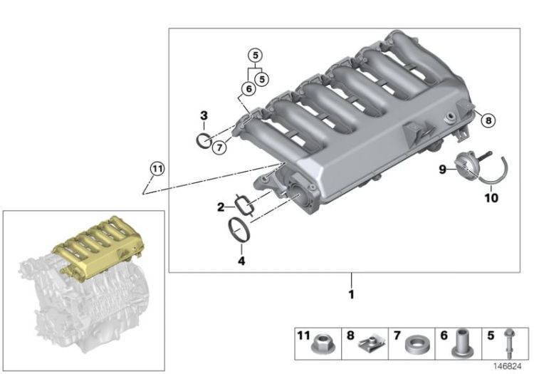 Intake manifold- Vacuum-controlled ->1133239