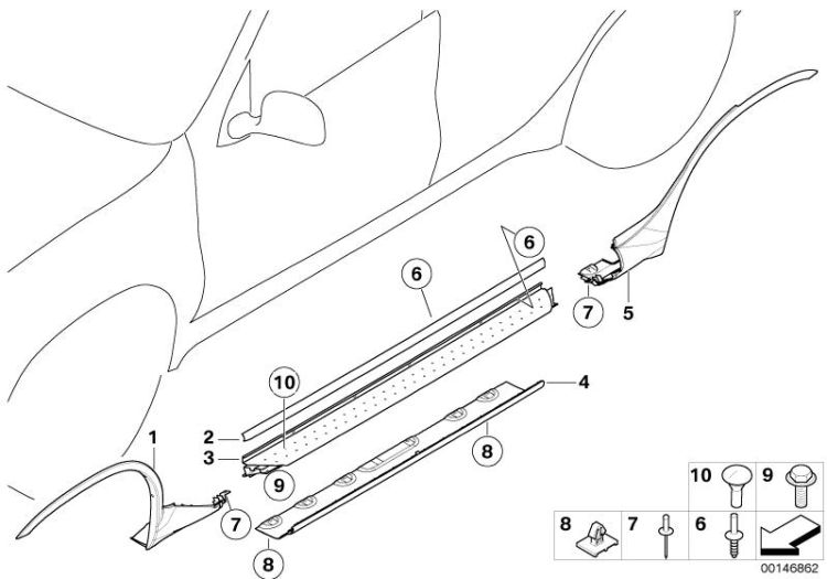 Trim, sill / wheel arch footboard ->47738513962