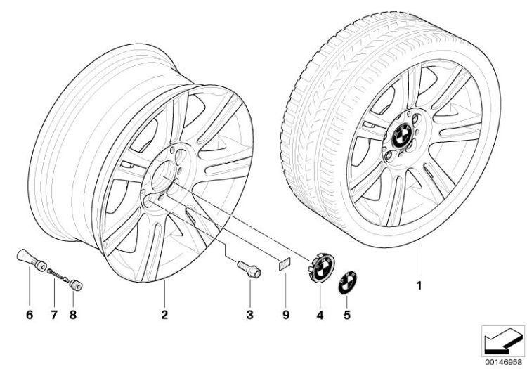 BMW alloy wheel, M double spoke 194 ->48480360931