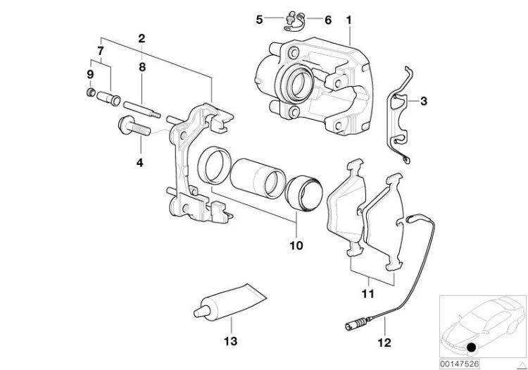 Front wheel brake, brake pad sensor ->47750341324