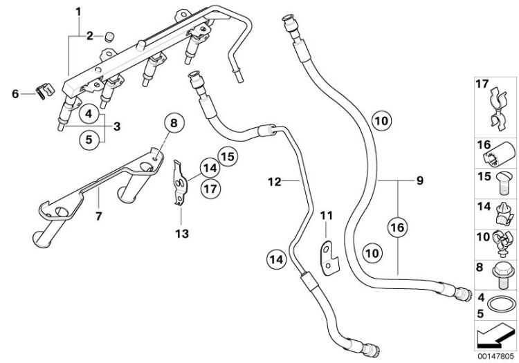 13533401633 Fuel pipe Fuel Preparation System Fuel injection system BMW X3 F25 E83 E83N >147805<, Tubazione carburante