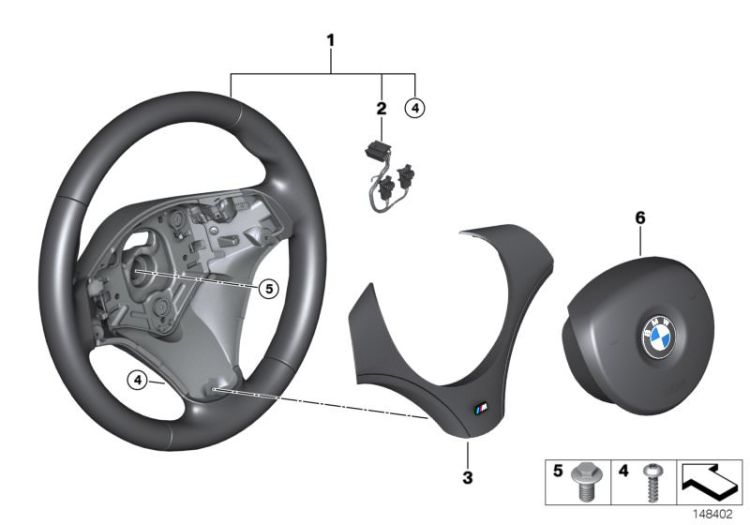 M Sports steer.-wheel, airbag, leather ->48480321605