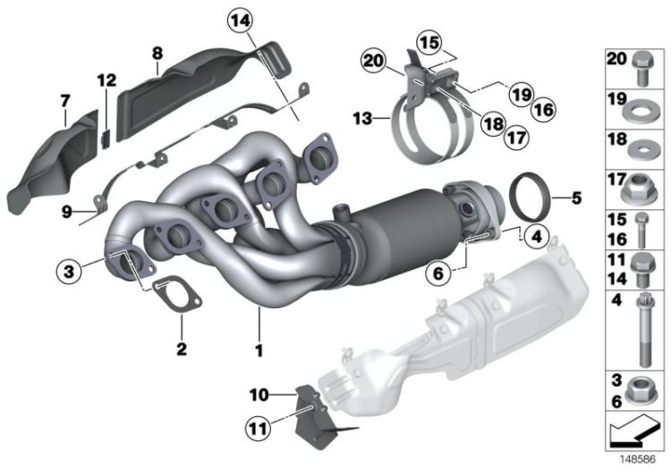 Exhaust manifold with catalyst ->1133239