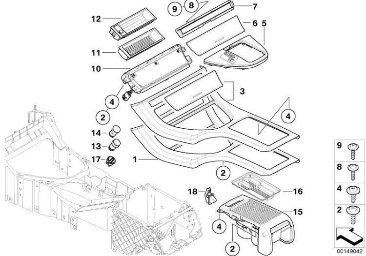 Mounted parts for centre console ->47738513754