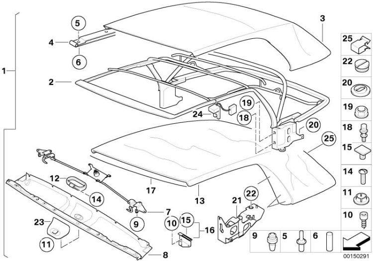 54317043547 Guide pin Sliding Roof  Folding Top Folding top BMW 3er E90 E46 >150291<, Perno di guida