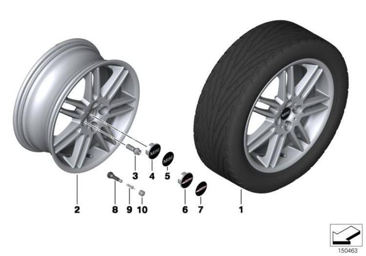 MINI alloy wheel double spoke 99 ->48015360821