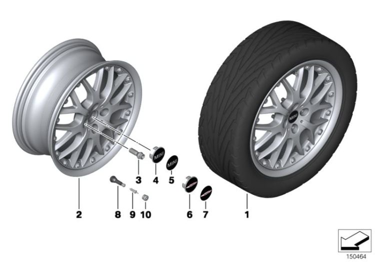 36116777969 2 piece disc wheel anthracite Wheels Light alloy rim Mini Countryman Countryman  36116768580 Clubman  Clubman N Cabrio  Cabrio  Cabrio N Coupé  Roadster  >150464<, Llanta 2 piezas antracita