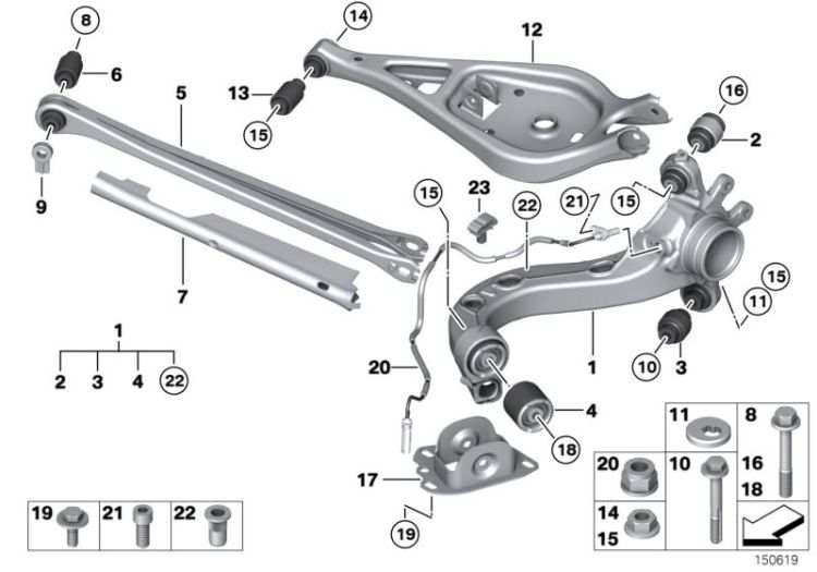 Rear axle support/wheel suspension ->47600330840