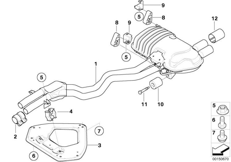 Exhaust system, rear ->48508180605