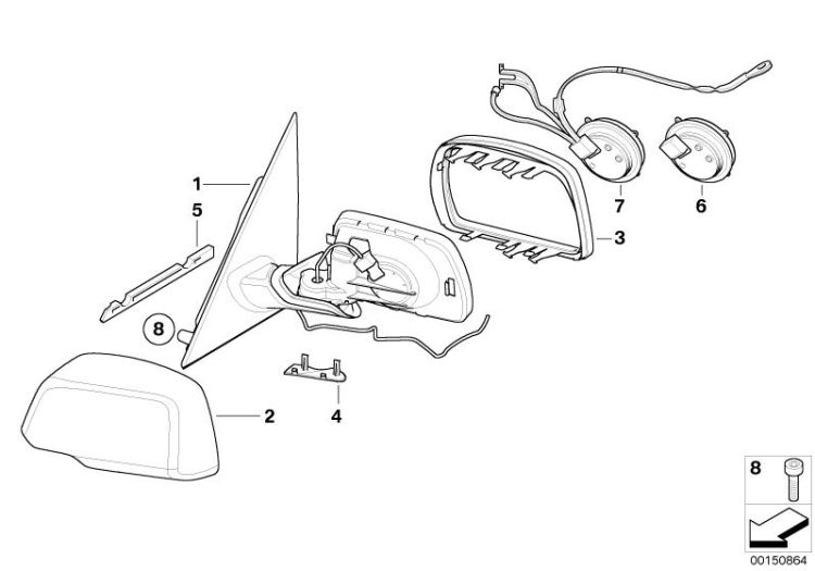 67137233845 LEFT MEMORY DRIVE REPAIR KIT Vehicle trim Outside mirror BMW X3 E83 E83 >150864<, Corredo di ripar.p comando memoria sin.