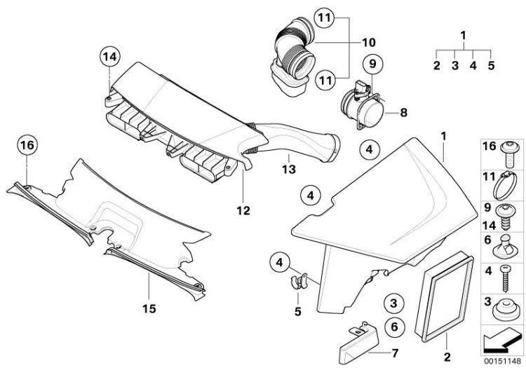 Intake silencer/Filter cartridge/HFM ->47789131113